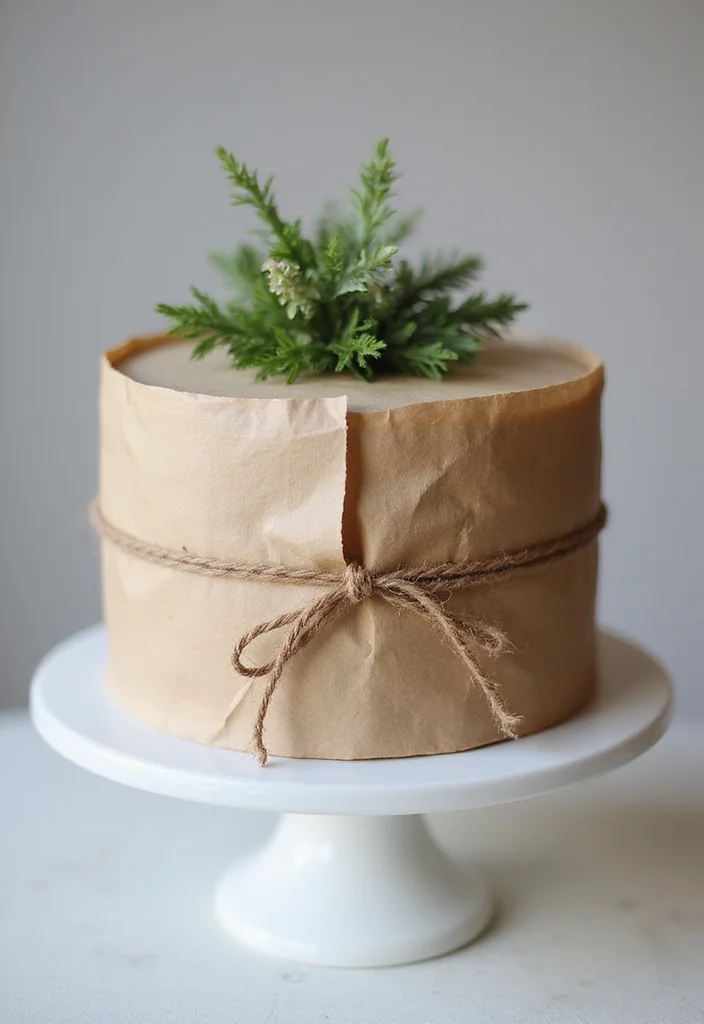 10 Creative Cake Gift Packaging Ideas That Will Wow Your Friends (You’ll Love #3!) - 10. Minimalist Kraft Paper Wrap