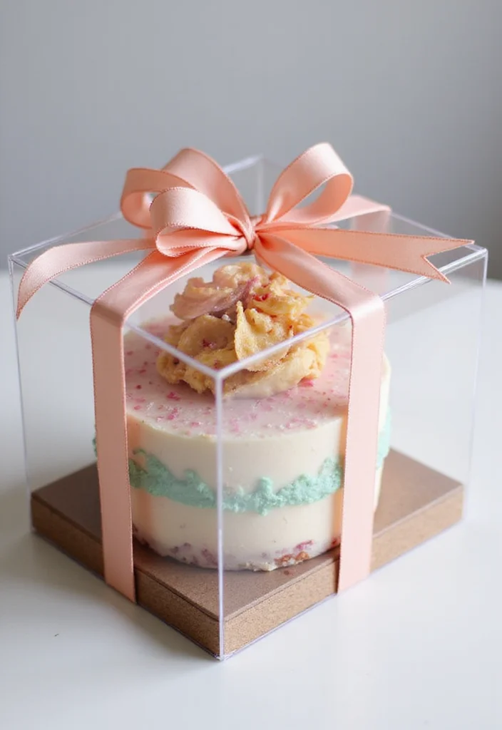 10 Creative Cake Gift Packaging Ideas That Will Wow Your Friends (You’ll Love #3!) - 5. Clear Gift Boxes with Ribbons