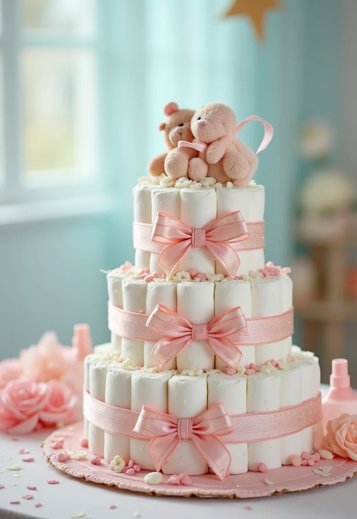 10 Easy DIY Baby Shower Cake Designs That Look Professional (You Can Totally Do #8!) - 2. Diaper Cake