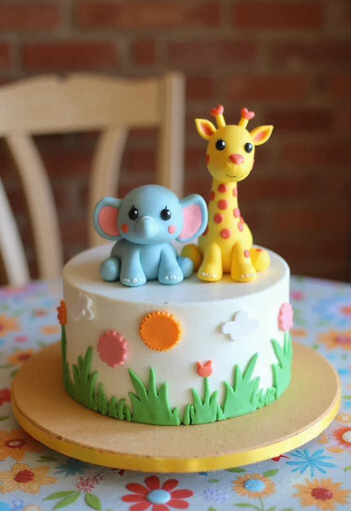 10 Easy DIY Baby Shower Cake Designs That Look Professional (You Can Totally Do #8!) - 4. Animal-Themed Cake