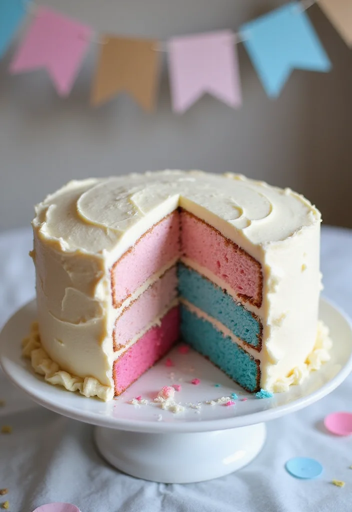 10 Easy DIY Baby Shower Cake Designs That Look Professional (You Can Totally Do #8!) - 6. Gender Reveal Cake