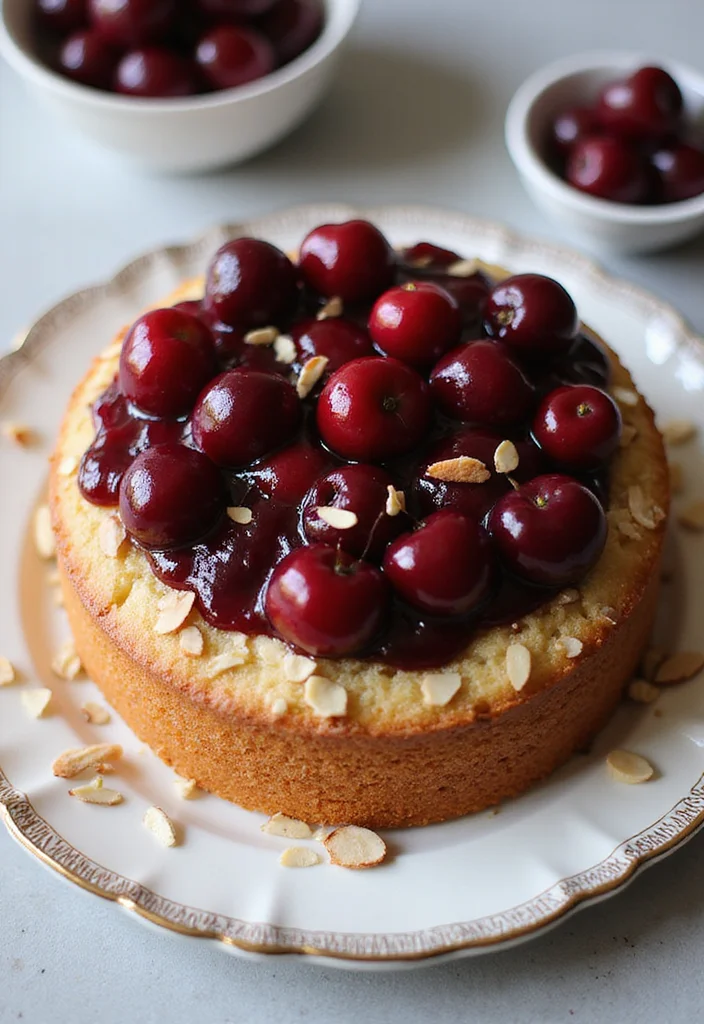 11 Classic Queen Cake Ideas That Will Never Go Out of Style! - 6. Almond Queen Cake with Cherry Topping