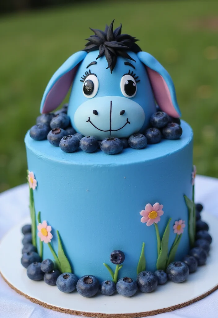 11 Creative Winnie the Pooh Cake Ideas That Will Make You the Star Baker! - 5. Eeyore's Blueberry Delight Cake