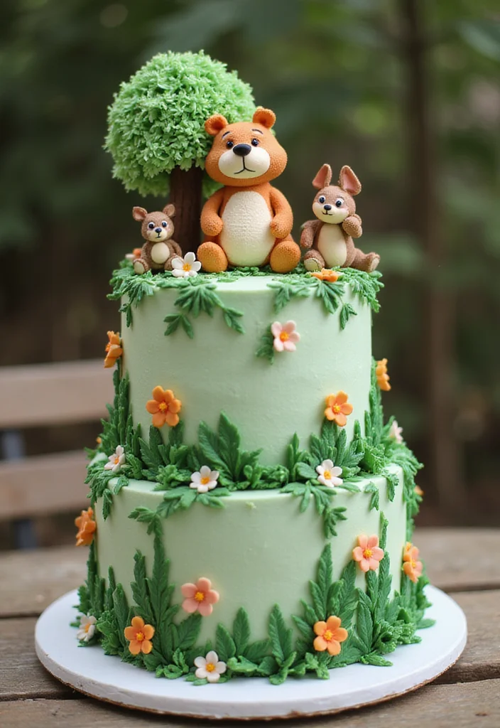 11 Creative Winnie the Pooh Cake Ideas That Will Make You the Star Baker! - 8. Hundred Acre Wood Forest Cake
