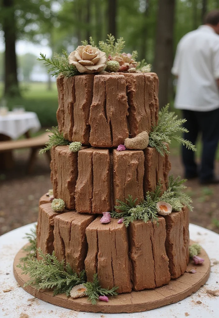11 Rustic Wedding Cake Structures That Are Pure Perfection (You Won't Believe #6!) - 10. The Rustic Stump Cake