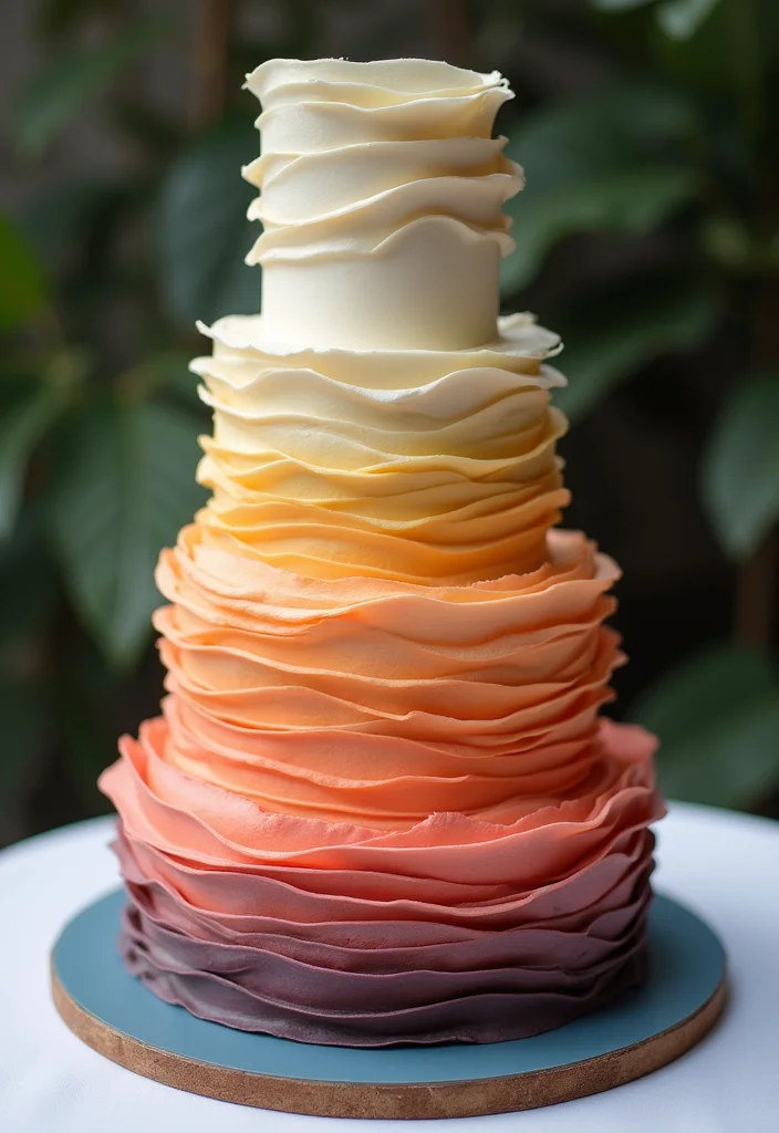11 Rustic Wedding Cake Structures That Are Pure Perfection (You Won't Believe #6!) - 9. Ombre Effect Cake