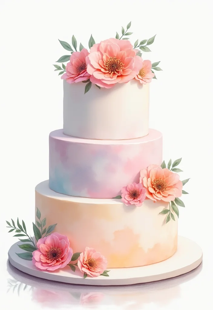 11 Simple Tier Wedding Cakes Perfect for the Minimalist Bride (You’ll Want to Steal #1!) - 4. Whimsical Watercolor Cake