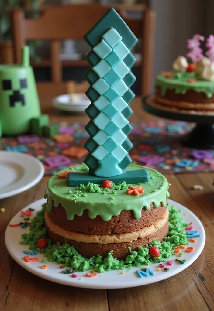 12 Amazing Minecraft Cake Ideas for the Ultimate Kids' Birthday Bash! - 9. Minecraft Sword Cake