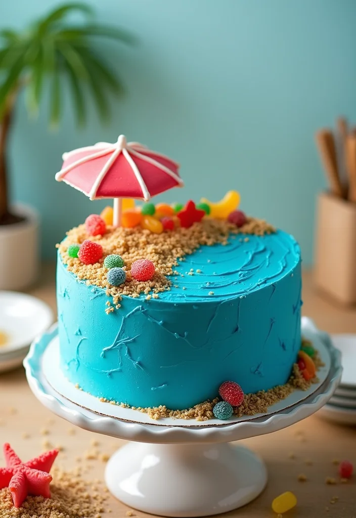 14 Fun Summer Cake Ideas Your Kids Will Beg You to Make! (They'll Love #2!) - 4. Beach-Themed Cake