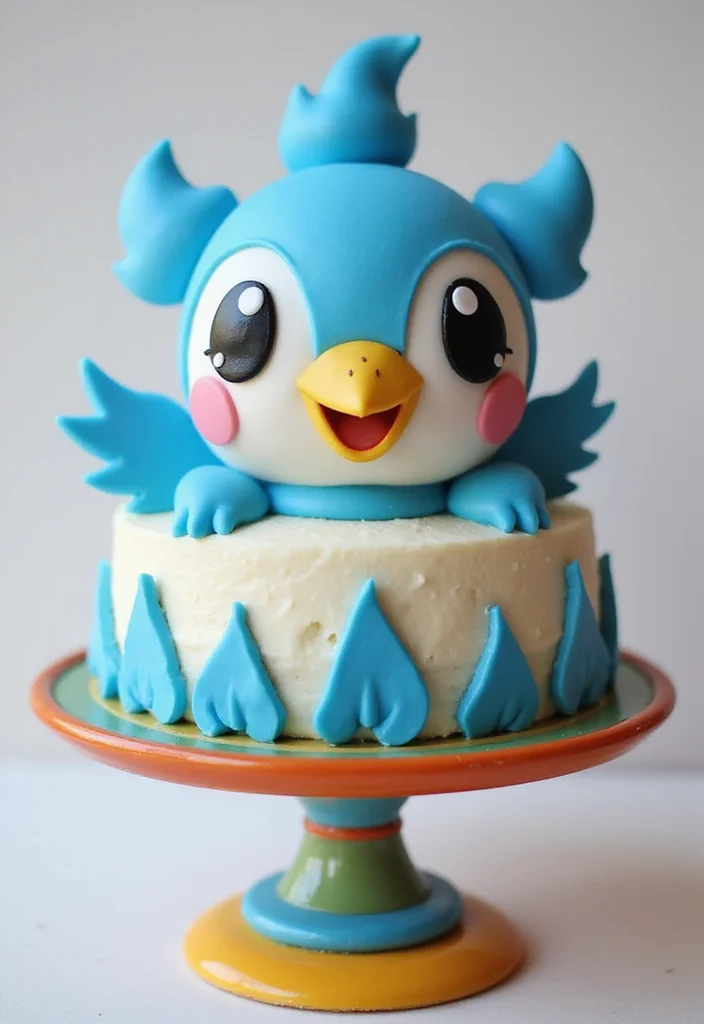 14 Homemade Pokémon Cake Ideas with Step-by-Step Tutorials You Can't Miss! - 12. Piplup Cake