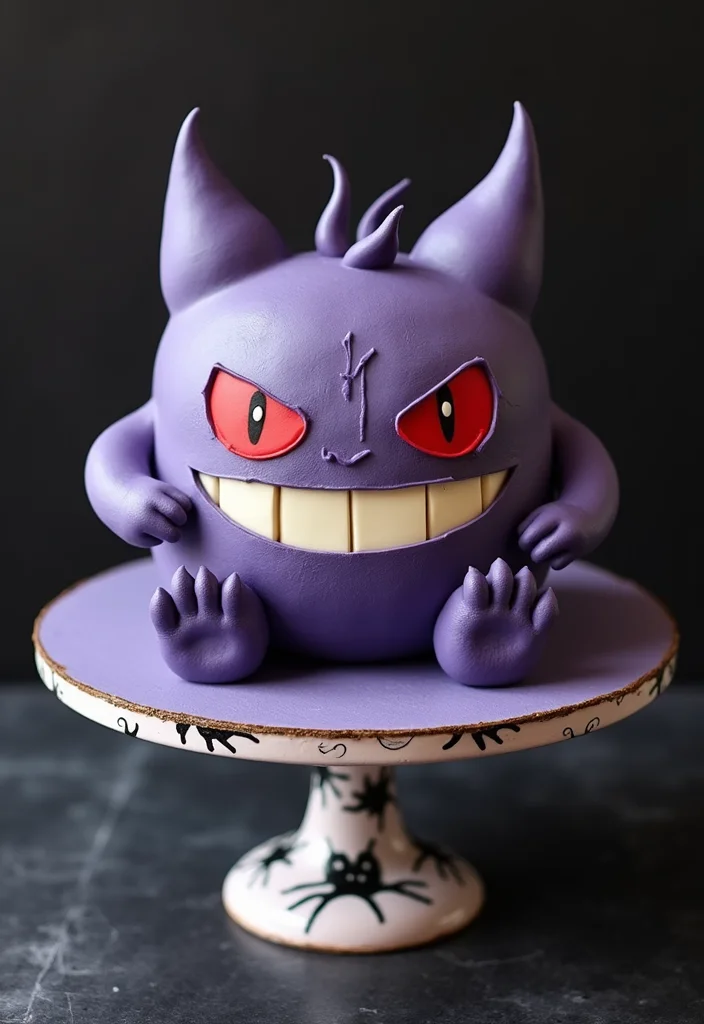 14 Homemade Pokémon Cake Ideas with Step-by-Step Tutorials You Can't Miss! - 8. Gengar Cake