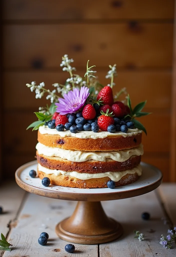 15 Gorgeous 60th Birthday Cake Designs That Are Total Show-Stoppers! - 2. Rustic Naked Cake