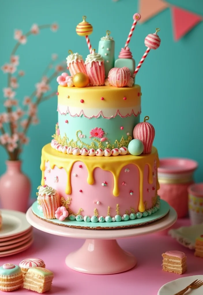 15 Gorgeous 60th Birthday Cake Designs That Are Total Show-Stoppers! - 5. Sweet Retro Themed Cake