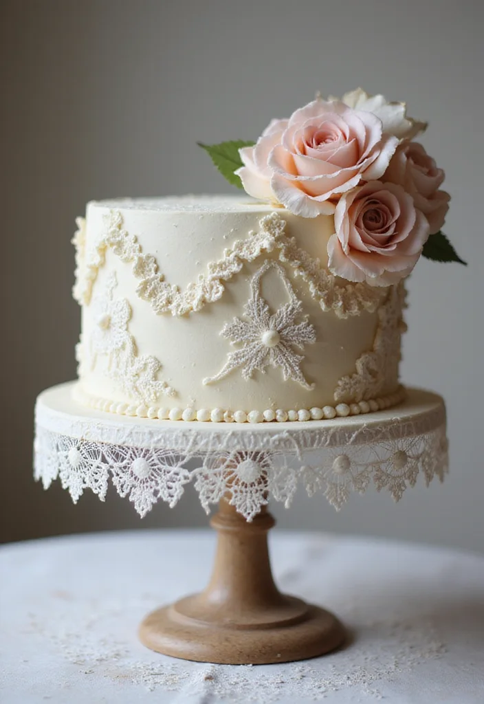 15 Gorgeous 60th Birthday Cake Designs That Are Total Show-Stoppers! - 8. Vintage Lace Cake