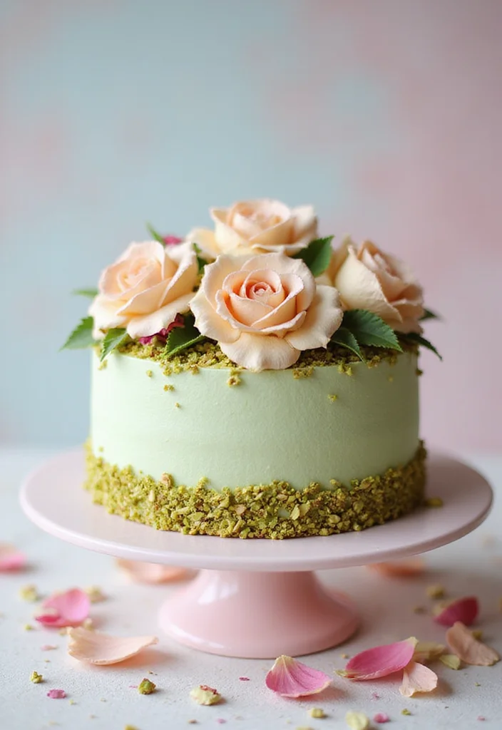 15 Stunning Birthday Cake Instagram Stories You Need to Try This Year! - 8. Pistachio Rose Cake