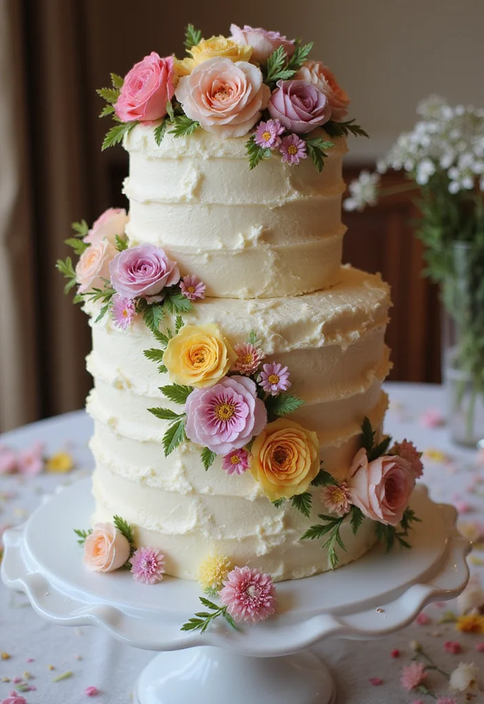 15 Unique Love Anniversary Cake Ideas That Will Leave You and Your Partner Speechless! - 3. Floral Buttercream Cake
