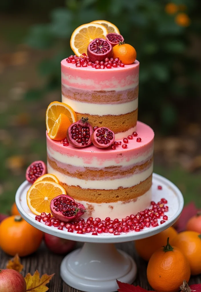 16 Fall Wedding Cake Creations You Never Knew You Needed! - 14. Pomegranate Citrus Fizz