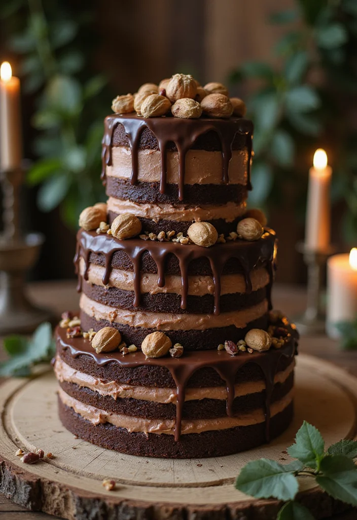 16 Fall Wedding Cake Creations You Never Knew You Needed! - 4. Rustic Chocolate Hazelnut