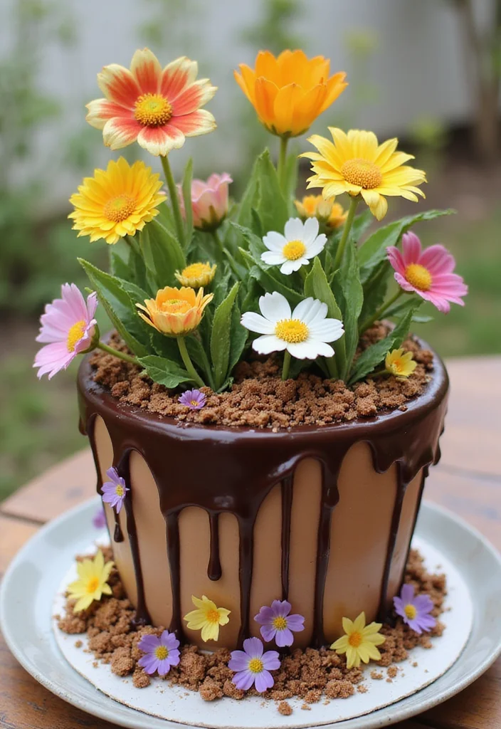 17 Stunning Gardening Cake Inspirations To Copy - 1. Flower Pot Cake