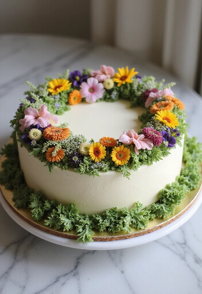17 Stunning Gardening Cake Inspirations To Copy - 11. Floral Wreath Cake