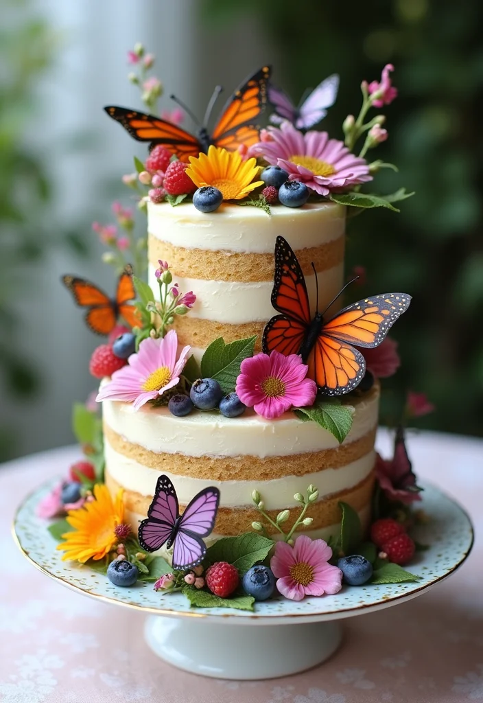 17 Stunning Gardening Cake Inspirations To Copy - 4. Butterfly Garden Cake