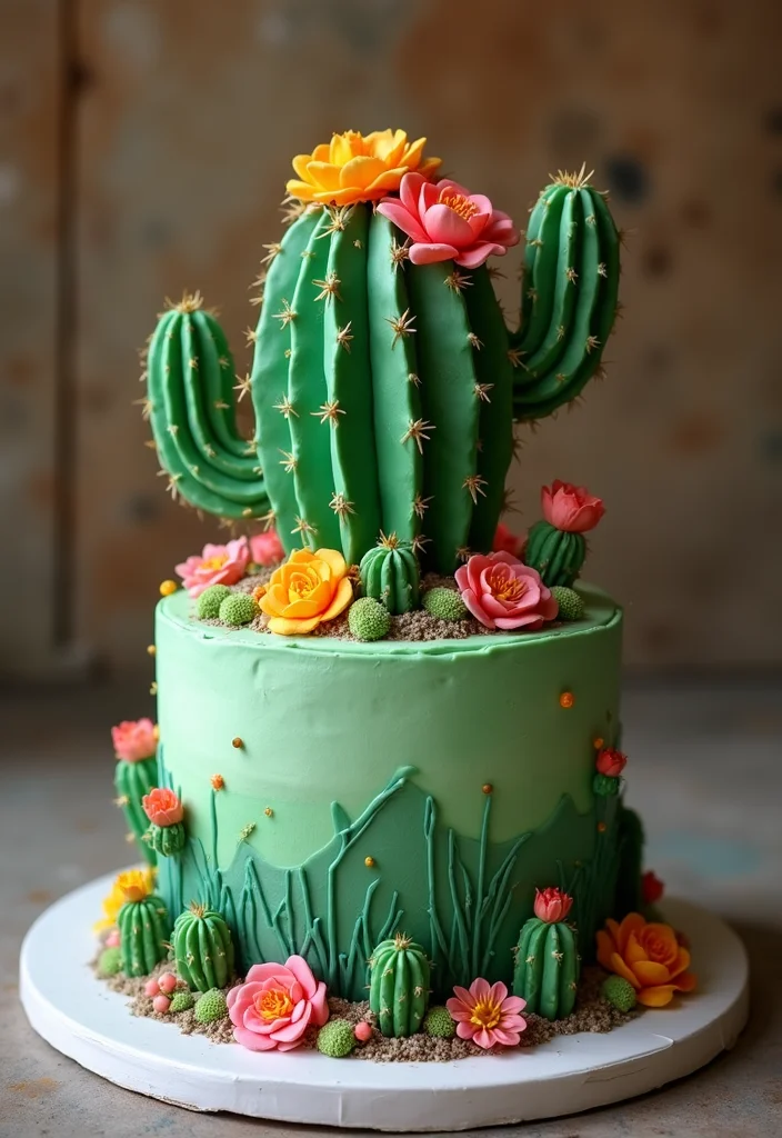 17 Stunning Gardening Cake Inspirations To Copy - 5. Cactus Cake