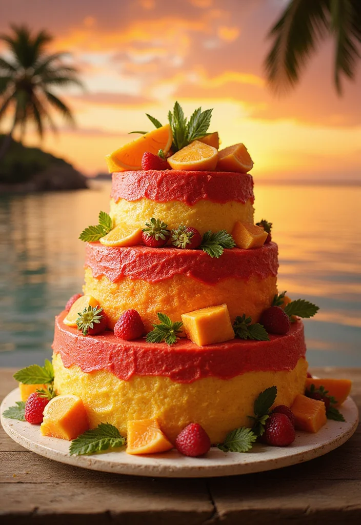 20 Creative Jungle Cake Ideas to Spice Up Your Baking Game (You’ll Want to Try #11!) - 11. Tropical Sunset Cake (You’ll Want to Try #11!)