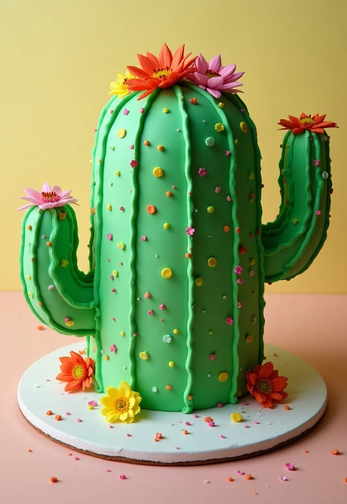 20 Creative Jungle Cake Ideas to Spice Up Your Baking Game (You’ll Want to Try #11!) - 12. Cactus Cake