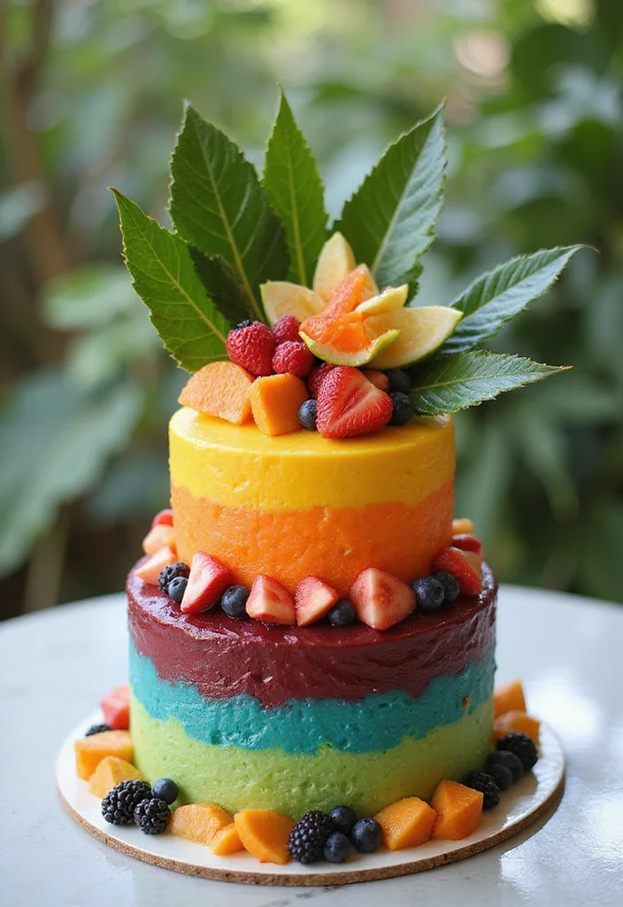 20 Creative Jungle Cake Ideas to Spice Up Your Baking Game (You’ll Want to Try #11!) - 8. Tropical Paradise Layered Cake