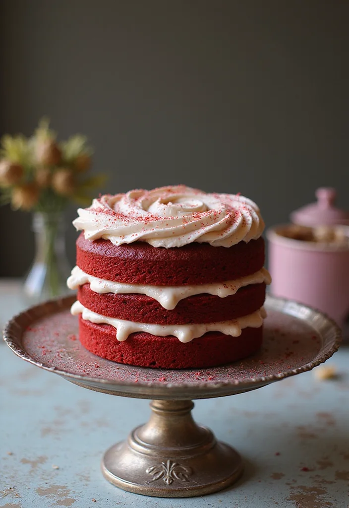 20 Jaw-Dropping Red Velvet Cake Designs for Your Next Celebration (Your Guests Will Be Amazed!) - 10. Vintage Charm
