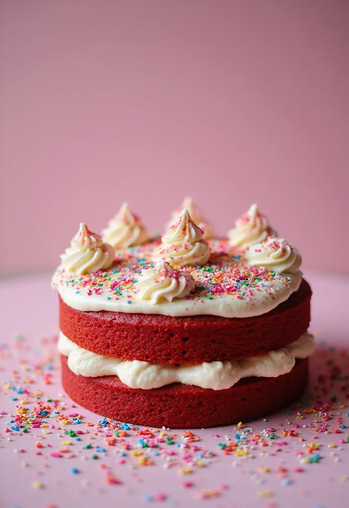 20 Jaw-Dropping Red Velvet Cake Designs for Your Next Celebration (Your Guests Will Be Amazed!) - 11. Celebration Confetti