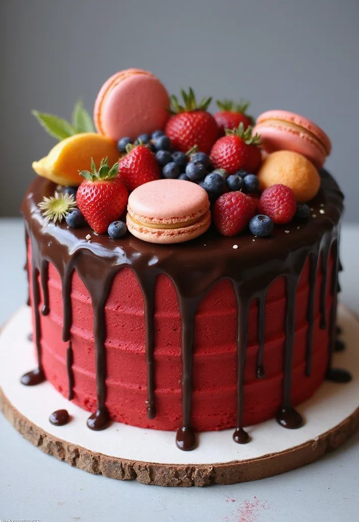 20 Jaw-Dropping Red Velvet Cake Designs for Your Next Celebration (Your Guests Will Be Amazed!) - 14. Artistic Drip Cake