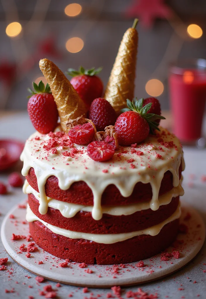 20 Jaw-Dropping Red Velvet Cake Designs for Your Next Celebration (Your Guests Will Be Amazed!) - 20. Themed Celebration Cake