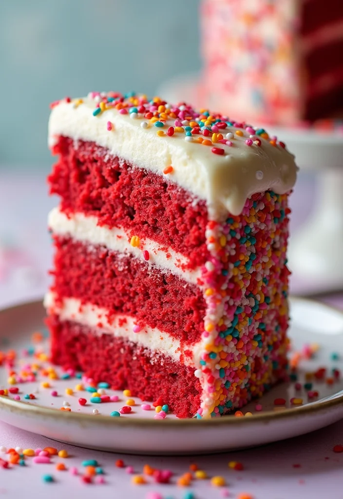 20 Jaw-Dropping Red Velvet Cake Designs for Your Next Celebration (Your Guests Will Be Amazed!) - 9. Funfetti Surprise
