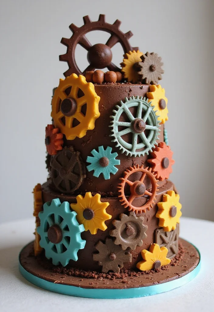 22 Engineering Cake Themes That Will Make Your Party Unforgettable (You’ll Love #1!) - 4. Gear Mechanism Cake