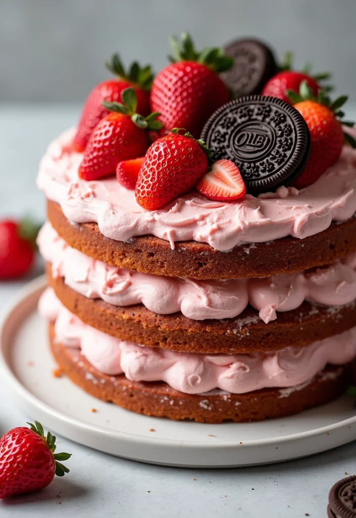 25 Festive Holiday Oreo Cake Designs That Will Make Your Celebrations Extra Special! - 22. Strawberry Oreo Cake
