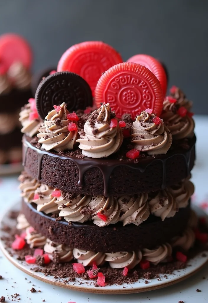 25 Festive Holiday Oreo Cake Designs That Will Make Your Celebrations Extra Special! - 24. Licorice Oreo Cake