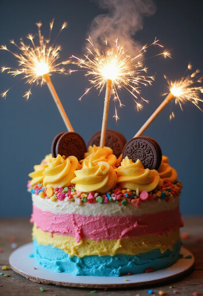 25 Festive Holiday Oreo Cake Designs That Will Make Your Celebrations Extra Special! - 25. Fireworks Oreo Cake