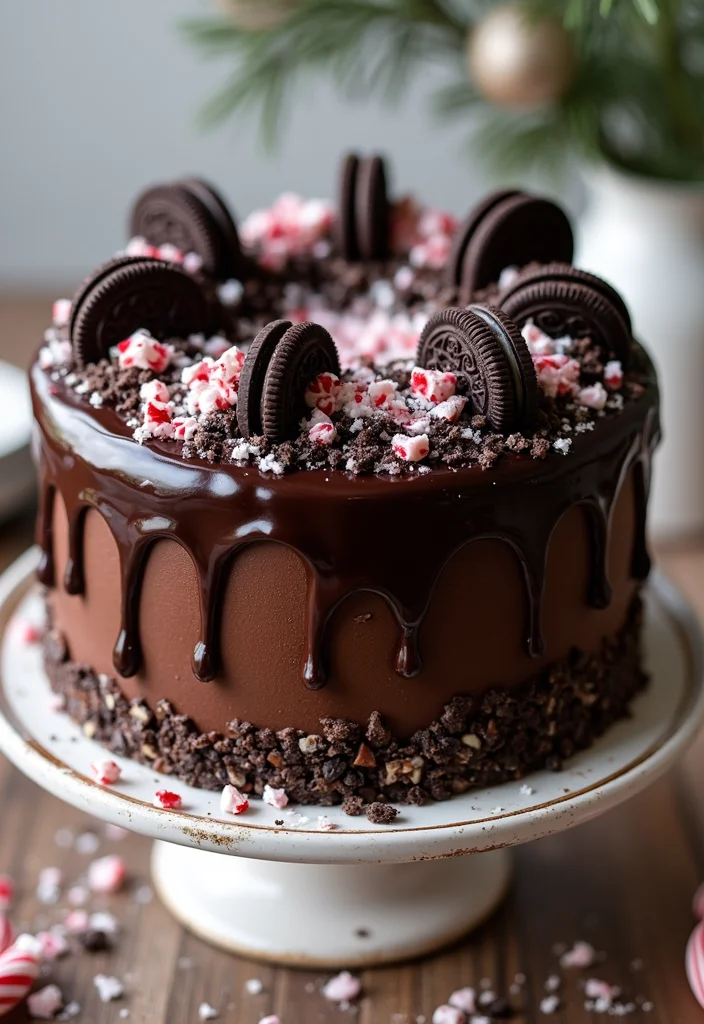25 Festive Holiday Oreo Cake Designs That Will Make Your Celebrations Extra Special! - 4. Chocolate Peppermint Crunch Oreo Cake