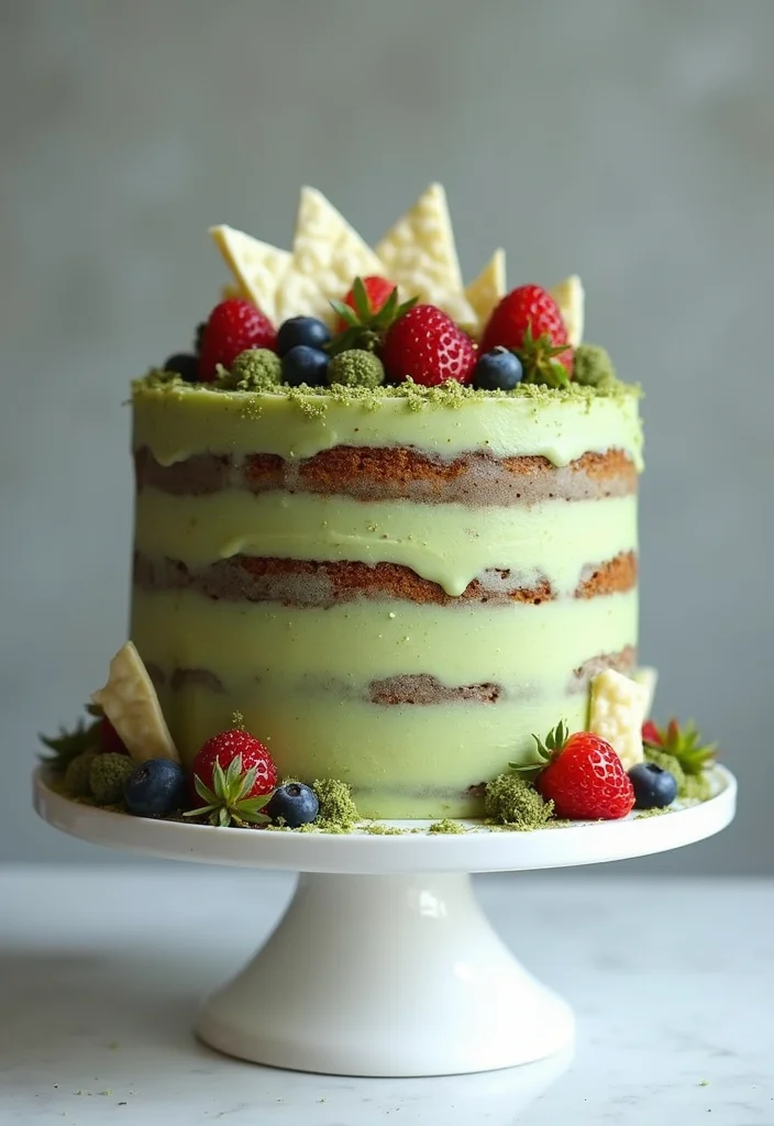 25 Naked Cake Ideas for Your Hochzeit That Will Steal the Show! - 6. Matcha Green Tea Wonder
