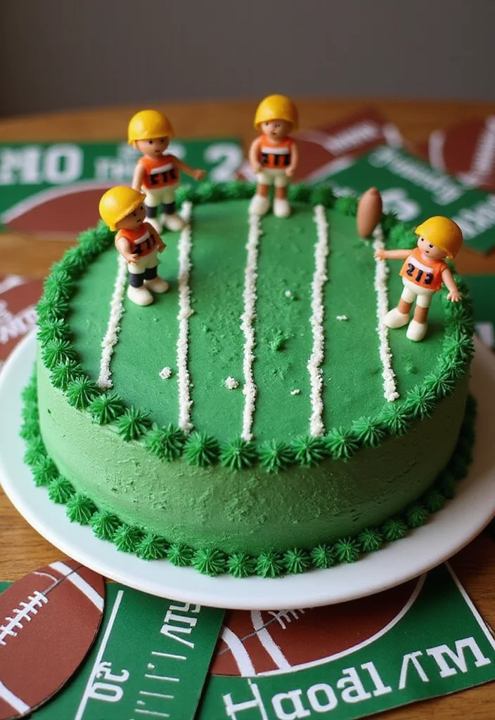 Score Big with a Football-Themed Birthday Cake Your Kids Will Adore! - 2. Football Field Layer Cake