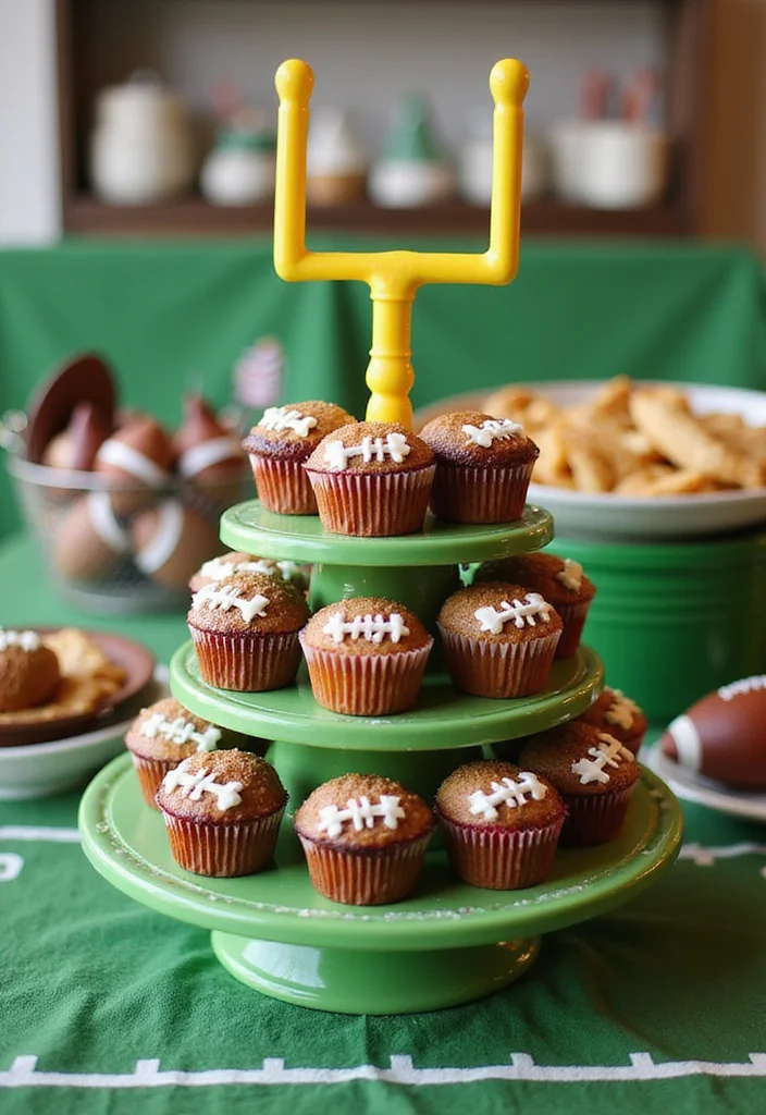 Score Big with a Football-Themed Birthday Cake Your Kids Will Adore! - 3. Cupcake Tower of Touchdowns