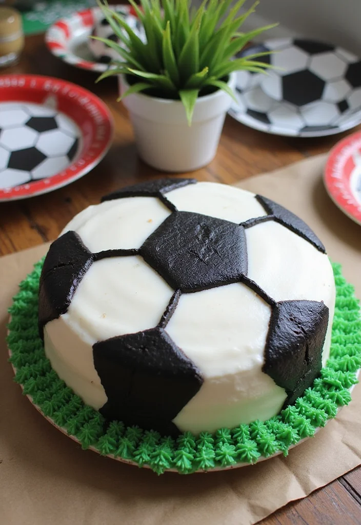 Score Big with a Football-Themed Birthday Cake Your Kids Will Adore! - 4. Soccer Ball Cake for Mixed Fans