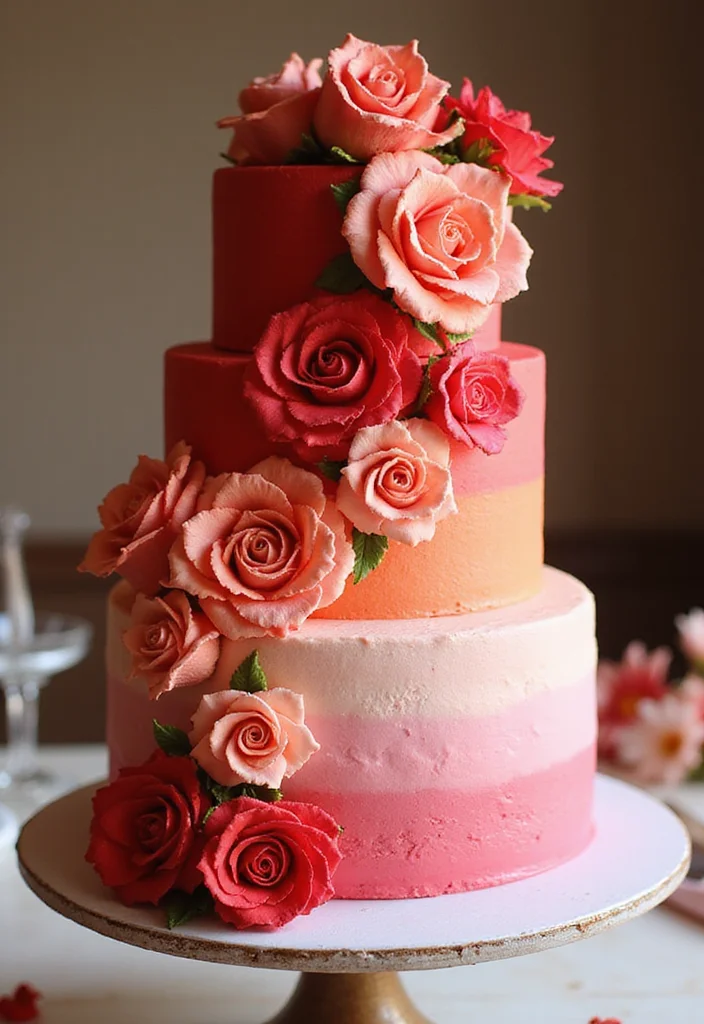 Throw the Ultimate Dior Birthday Bash with These 12 Cake Ideas! - 9. Ombre Rose Cake