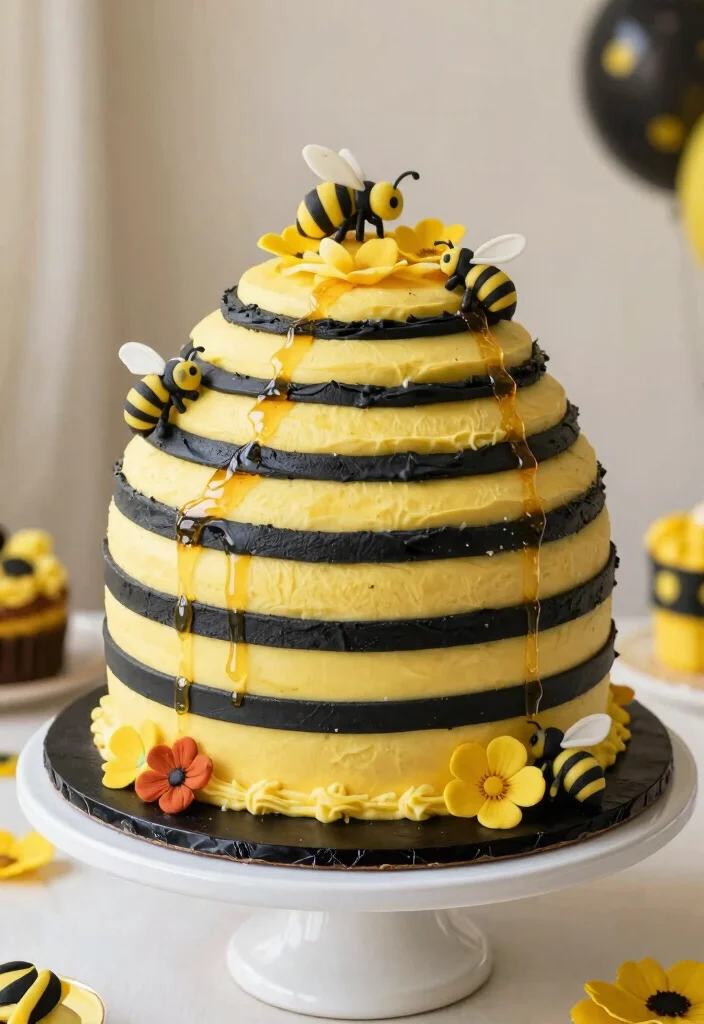 15 Bee Birthday Cake Ideas for a Sweet Celebration - 1. Adorable Bee Hive Cake 1