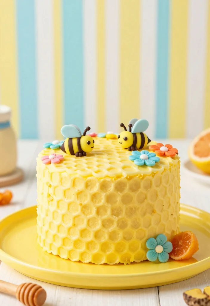 15 Bee Birthday Cake Ideas for a Sweet Celebration - 2. Honeycomb Smash Cake 1