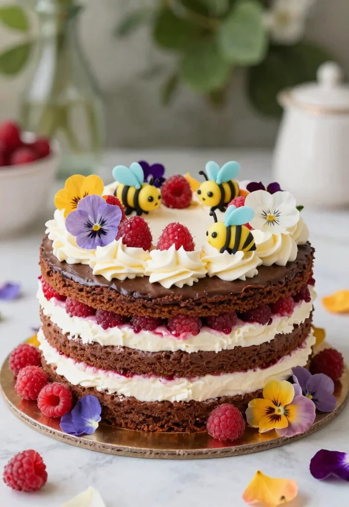 15 Bee Birthday Cake Ideas for a Sweet Celebration - 3. Charming Bee and Flower Cake 1
