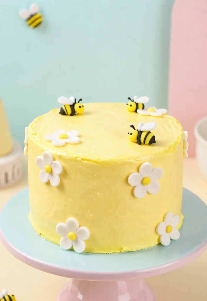 15 Bee Birthday Cake Ideas for a Sweet Celebration - 4. Simple Yellow Buttercream Cake 1