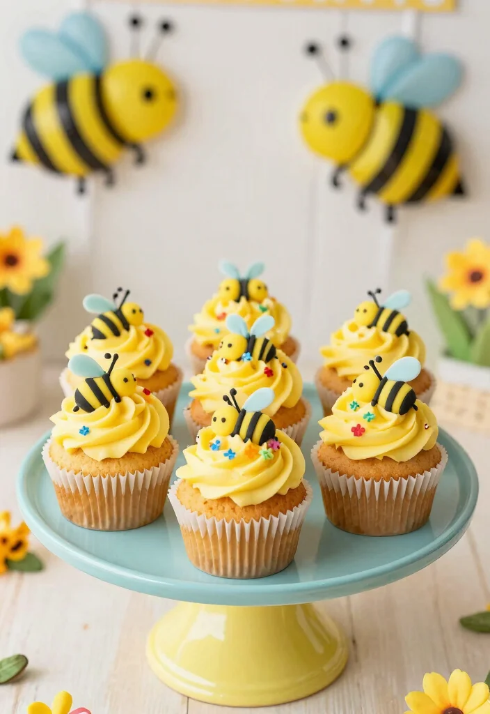 15 Bee Birthday Cake Ideas for a Sweet Celebration - 5. Buzzing Bee Cupcakes 1