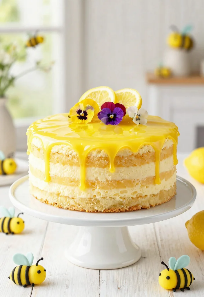 15 Bee Birthday Cake Ideas for a Sweet Celebration - 9. Honey Lemonade Layer Cake 1